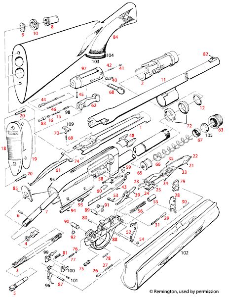 Model 1100 Remington 12 Gauge Parts List