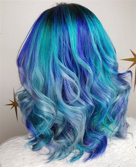 Blue Shades Multi Colored Hair Galaxy Hair Creative Hair Color