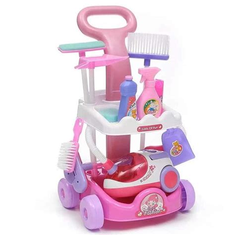 Jkptoys Cleaning Cart With Vacuum Cleaner Magical Cleaner Play Set