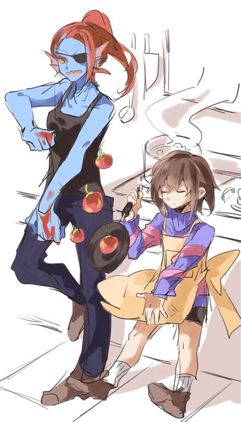 Frisk And Undyne By Pixiv Id 3522602 Undertale Drawings Anime