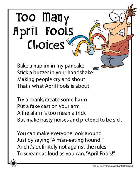 April Fools Day Poems Woo Jr Kids Activities Childrens Publishing