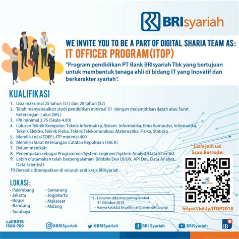 Berikut adalah maklumat yang anda perlukan untuk disewa, termasuk penerangan tugas, keperluan latihan dan pendidikan, maklumat gaji dan tip untuk mendapatkan pekerjaan sebagai juruwang bank. Lowongan Pekerjaan BRI Syariah - Fakultas Ekonomi UIN Maulana Malik Ibrahim Malang