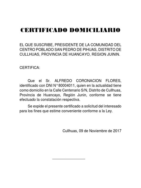 Certificado Domiciliario Pdf
