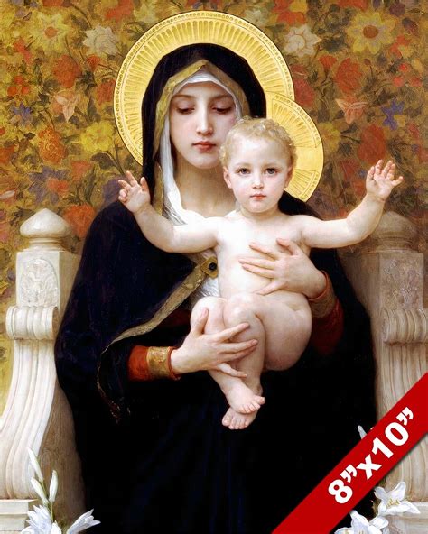 Virgin Mary And Jesus Christ Child Oil Painting Art Giclee Print On Real