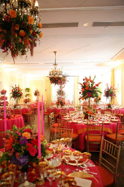 Pink Orange Multi Colored Flowers Wedding Reception David Jackson
