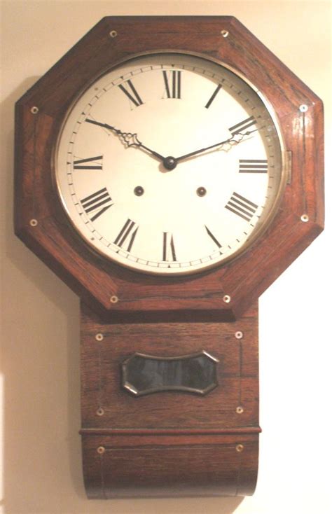 En Welch American Victorian Drop Dial Inlaid Walnut Striking Movement Wall Clock Wall Clock