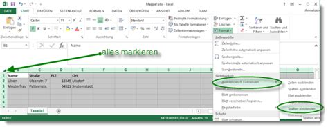 Excel Erste Spalten Einblenden