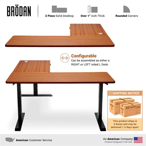 Buy Brodan Electric Standing L Desk With Power Charging Station