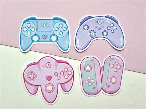 Gaming Controller Die Cut Sticker Set Pack Of 4 Cute Etsy