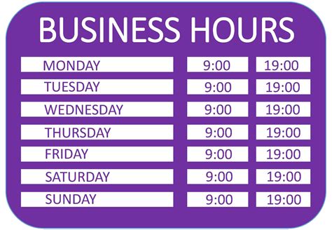 Business Hours A4 Template Templates At