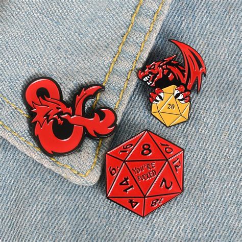 dungeons and dragons d20 enamel lapel pin twenty sided dice badge rpg dandd 1980 s gaming geeks