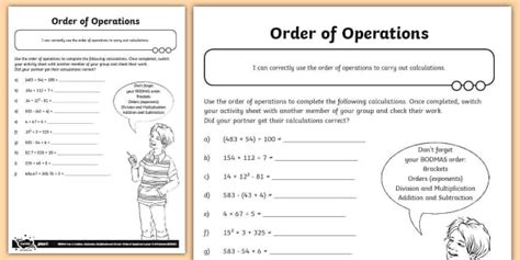 Order Of Operations Worksheet Maths Teacher Made