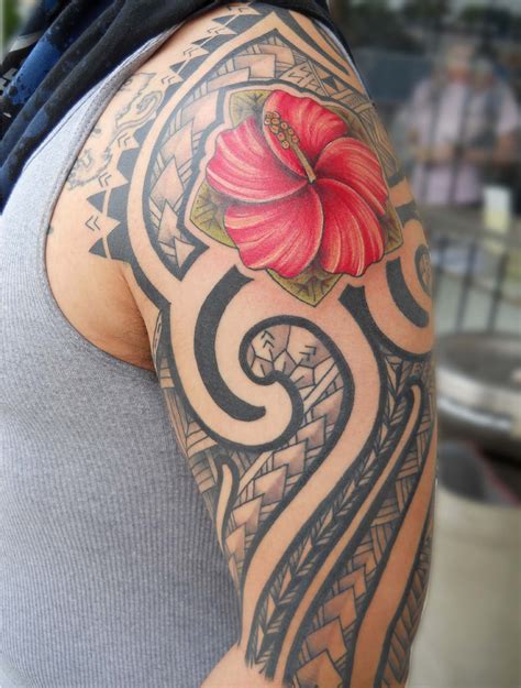 Tribal Flower Tattoo On Shoulder