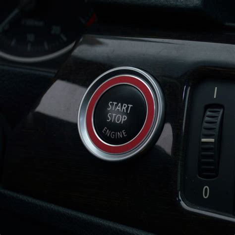 Car engine start button switches carbon fiber sticker for bmw e series balck us. SRXTZM Engine Start Stop Push Button Ring Red Silver Trim Cover For BMW E90 E92 E93 3 Series 320 ...