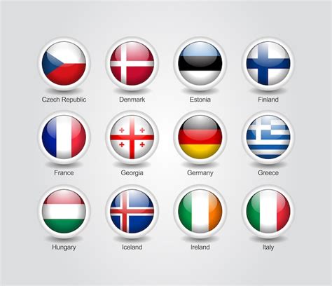 Premium Vector 3d Icons Glossy Set For Europe Countries Flags
