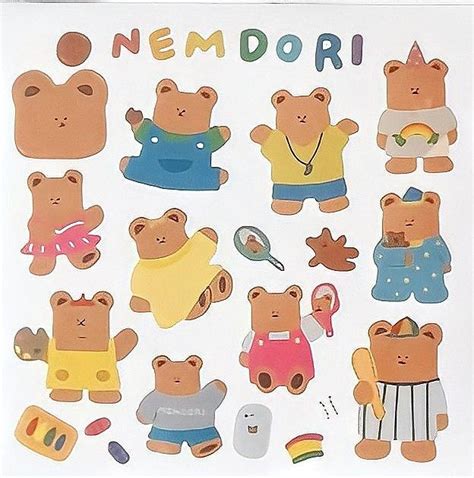 Korean Bear Sticker Printable Cute Doodle Art Cute Stickers Cute