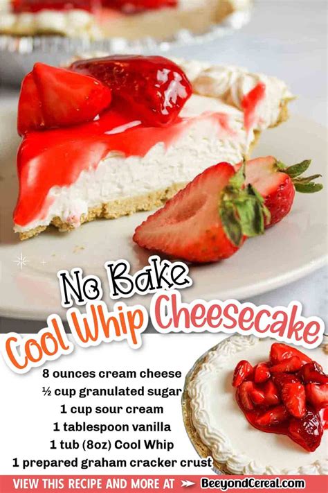 No Bake Cool Whip Cheesecake Beeyondcereal Recipe In 2023 Healthy