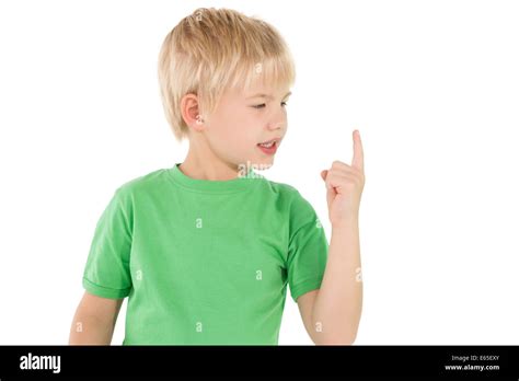 Cute Little Boy Pointing Up Stock Photo Alamy