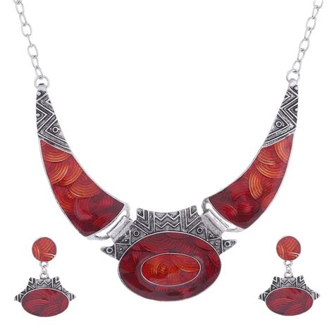 Aliexpress Com Buy Fashion Jewelry Set Vintage Enamel Jewelry Red