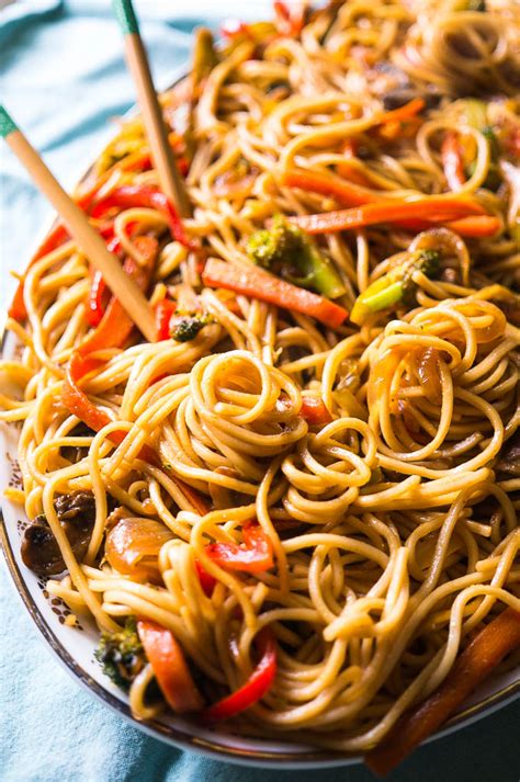 While noodles are cooking, heat olive oil in large skillet or wok over medium high heat. 15 Minute Vegetable Lo Mein | Recipe | Vegetable lo mein ...