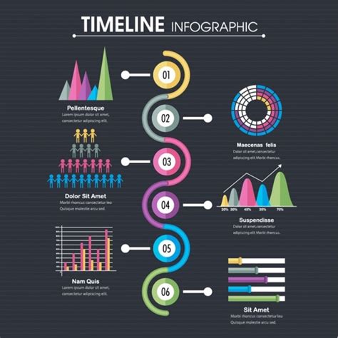 Colorful Infographic With Timeline And Charts Vector Premium Download