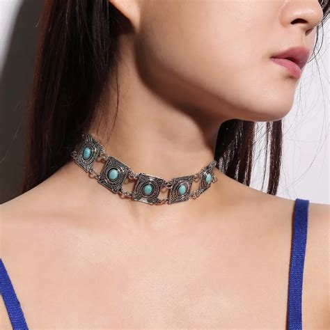 Hot Boho Collar Choker Silver Necklace Statement Jewelry Women Fashion Vintage Ethnic Style