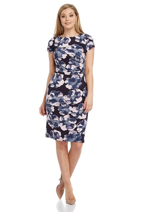 Roman Originals Womens Floral Print Contrast Jersey Dress Ladies Summer Party Going Out