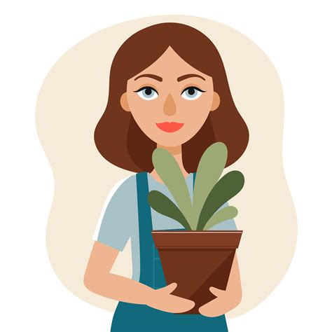 A Young Beautiful Woman Holds A Pot With A Plant In Her Handsgardening