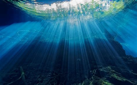 Nature Landscape Underwater Sunlight Sun Rays Blue