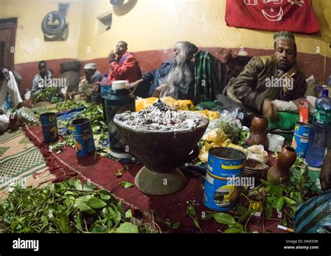 Ethiopian People Chewing Khat During A Sufi Ceremony Lead By Amir