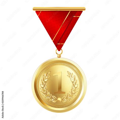 Gold Medal Vector Golden 1st Place Badge Sport Game Golden Challenge