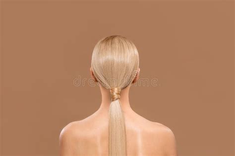 Rear View Of Girl With Beautiful Long Blonde Hair And Naked Back Stock Image Image Of Haircare