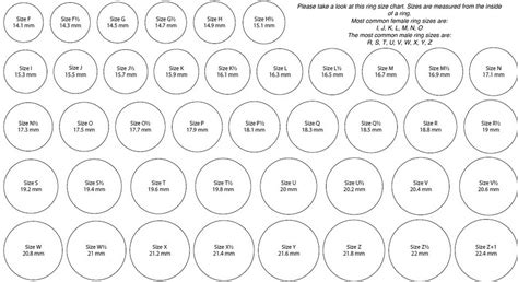 Free Printable Ring Sizing Chart Jewellery Ideas Pinterest Ring Size