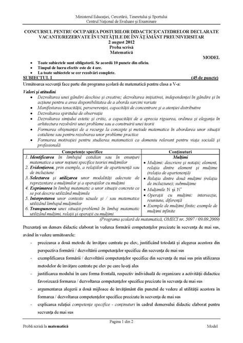 Materia pentru examen este aceasta. Subiecte, variante si rezolvari pentru examene nationale ...