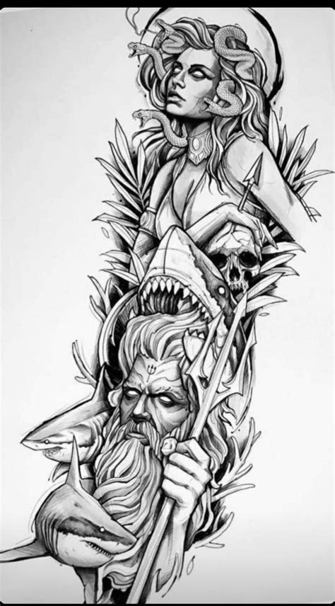 Pin De Thamirestattoo Em Work Tatuagem Poseidon Tatuagens De Mitologia Desenho Tatuagem
