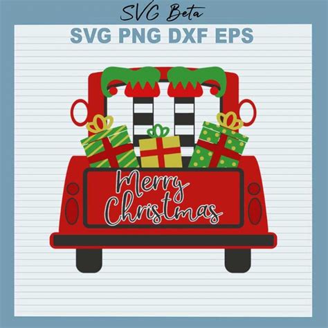 Merry Christmas Red Truck Svg Cut File For T Shirt Craft And Handmade Craft