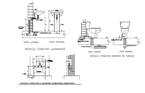 Sanitary With Plumbing Connection Section Cad Drawing