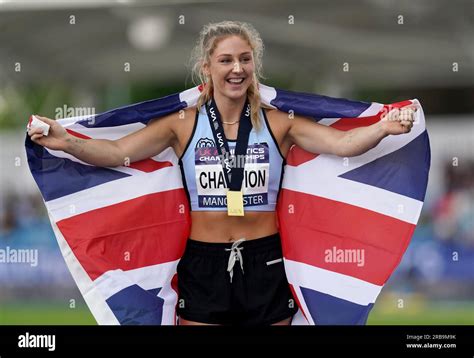 Molly Caudery Celebrates Winning The Womens Pole Vault During Day One