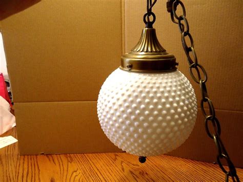Vintage Mid Century Hanging Hobnail Milk Glass Swag Lamp Antique Price Guide Details Page