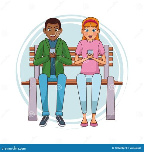 Teens With Smartphones Cartoons Stock Vector Illustration Of Chat