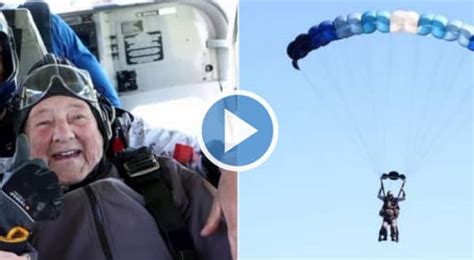Viral Video 103 Year Old Granny Completes Parachute Jump Becomes