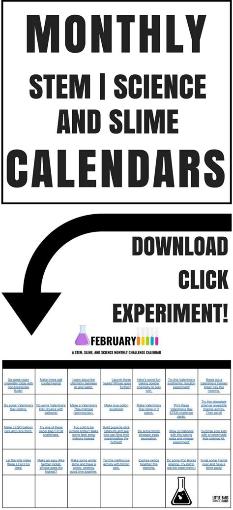 Stem Activities Calendars Free Monthly Printable