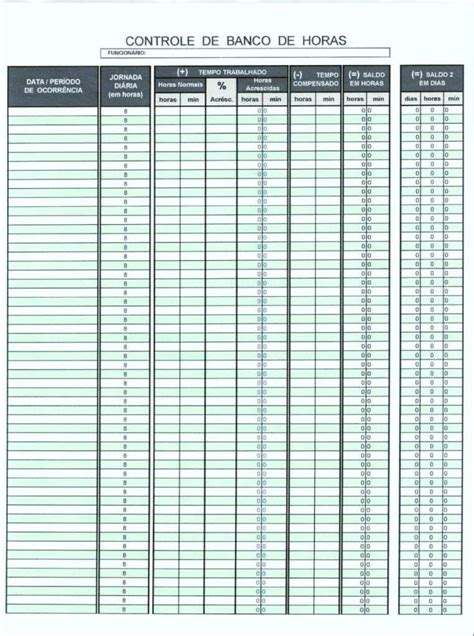 Planilha De Controle De Ponto Excel Grátis Para Baixar E Imprimir