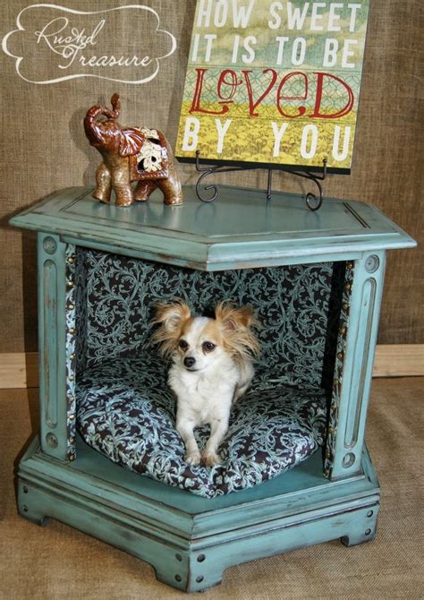 Diy End Table Dog Beds Before And After Refinished And Distressed