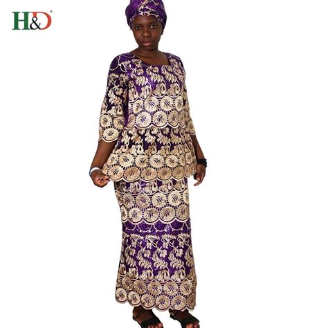 African Women Clothing Bazin Dress Clothes Head Wraps Lace Embroidery