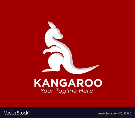 Red Logo With White Kangaroo Kangaroo Icon In Black Style Isolated On
