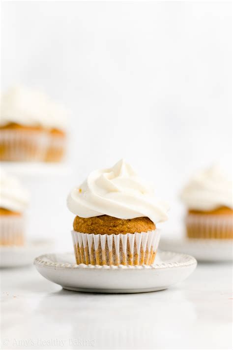 Healthy Mini Pumpkin Cupcakes Cream Cheese Frosting Amys Healthy