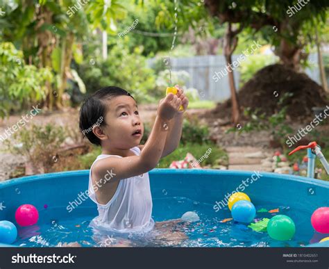 Asian Cute Child Boy Playing Water Stock Photo 1810402651 Shutterstock