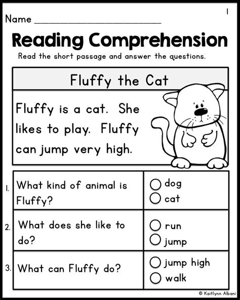 Kindergarten Reading Comprehension Passages Set 1 Freebie Reading