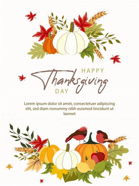 Premium Vector Happy Thanksgiving Day Greeting Card Template With